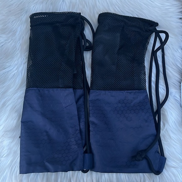 drawstring bag for gym or picnics blue and black set of 2 - Picture 6 of 7